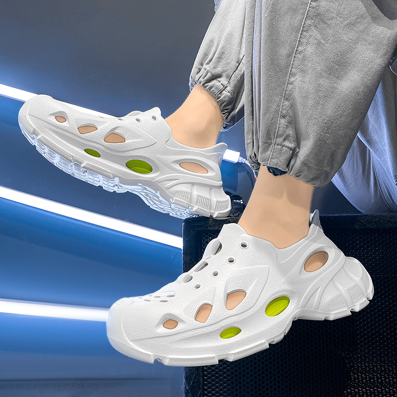 2868 men's hollow wading shoes: white green