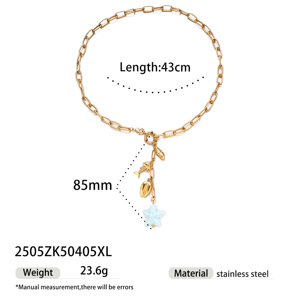 Tena collar de acero inoxidable europeo y americano dulce y fresco estilo chica caliente todo fósforo diseño de nicho colgante de cerámica colgante joyería transfronteriza