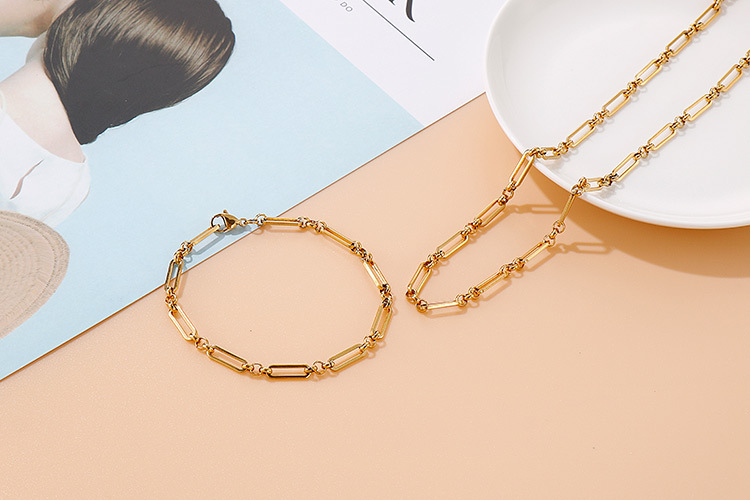 design sense fashion titanium steel bracelet necklace set wholesale nihaojewelry