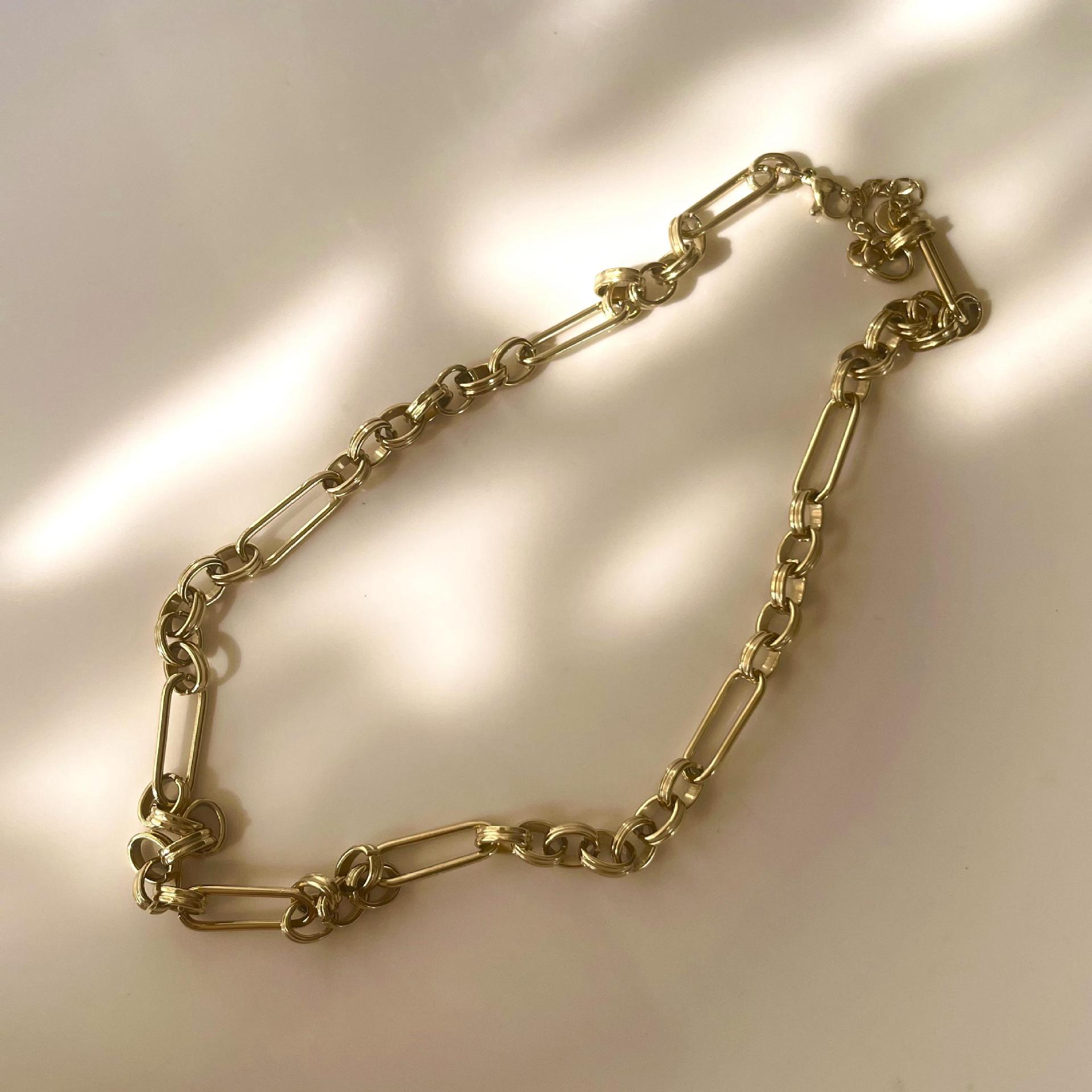 Simple style stitching chain stainless Steel Short Necklace