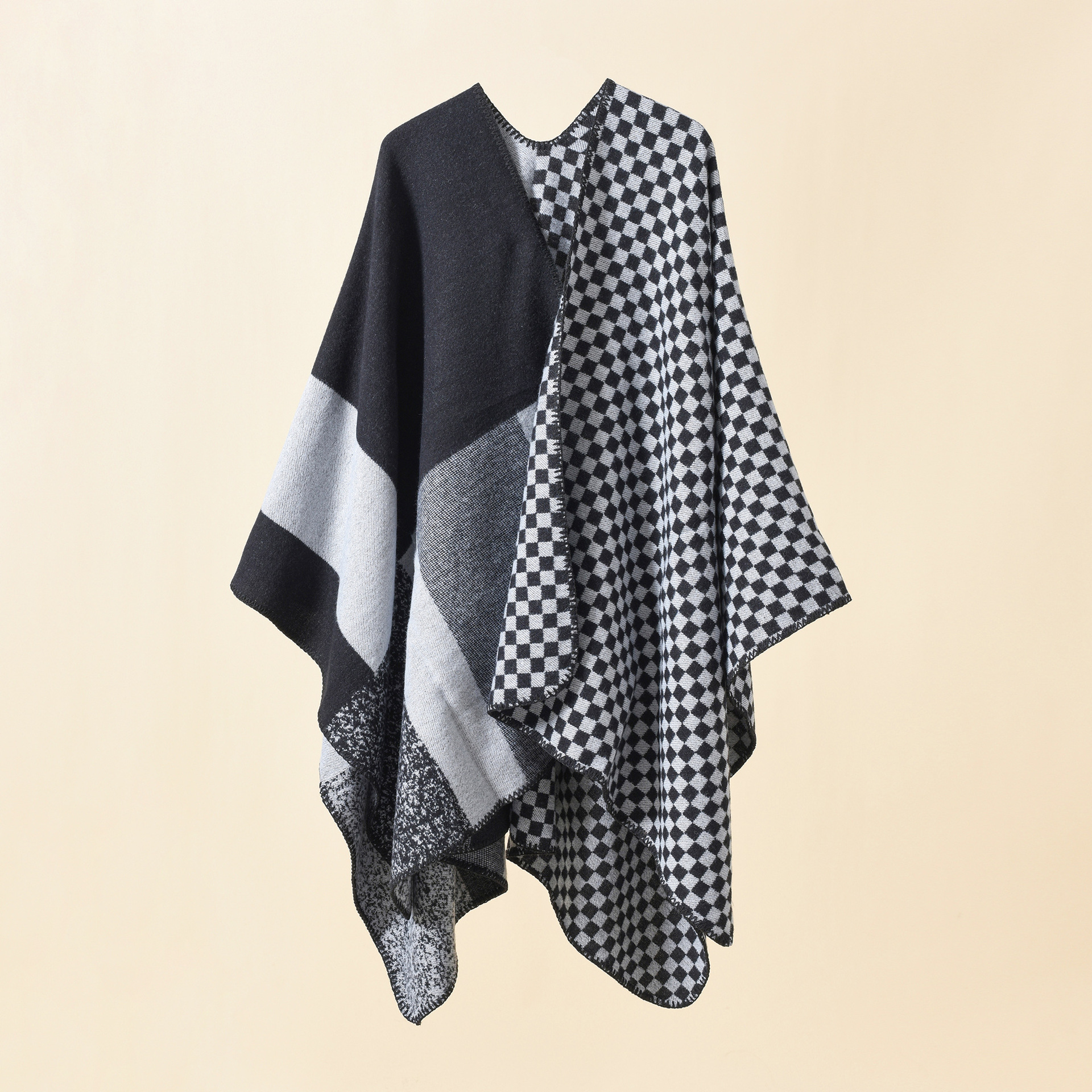 Otoño e Invierno chal de invierno las mujeres urdimbre punto color a juego Plaid patrón Moda chal caliente nuevo