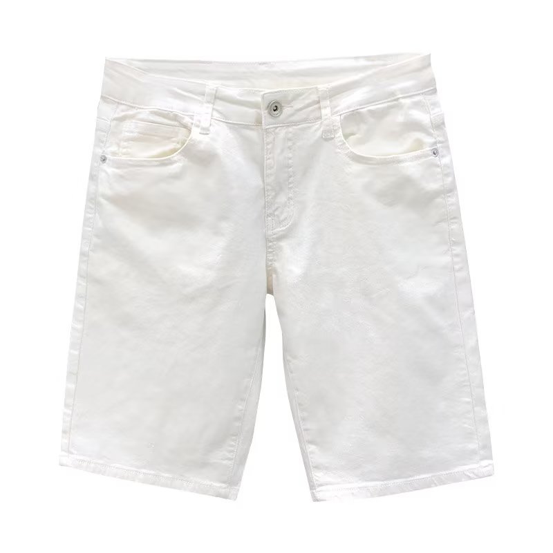 Handsome Youth Denim Shorts Men's Summer Thin 2024 New Summer Men's White Five-Point Jeans