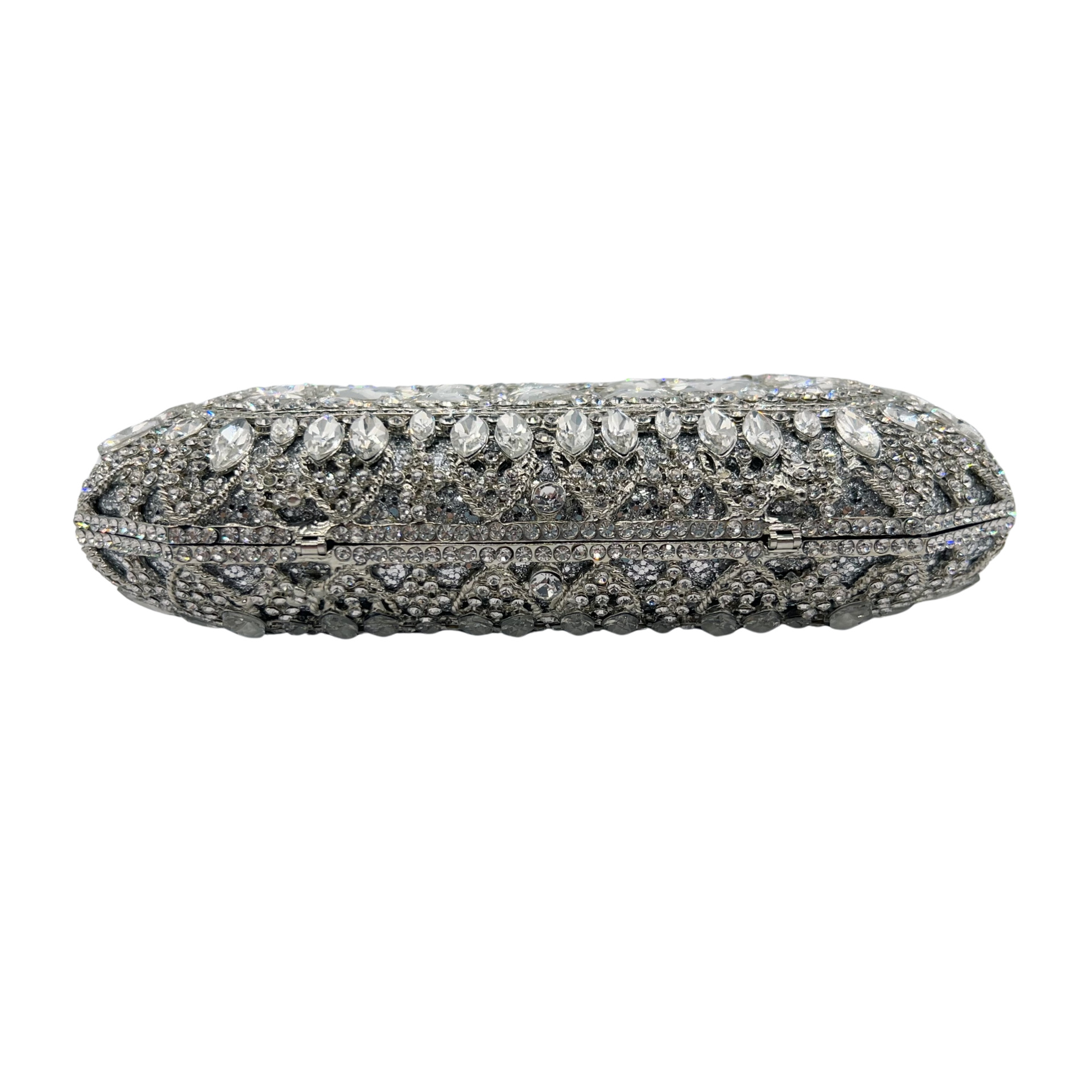 Túi clutch nữ dạ hội đính kim cương nhiều màu, thiết kế kim loại rỗng kiểu Âu Mỹ — Màu vàng kim, Bạc, Nền vàng kim cương trắng, Màu sâm panh chi tiết 8