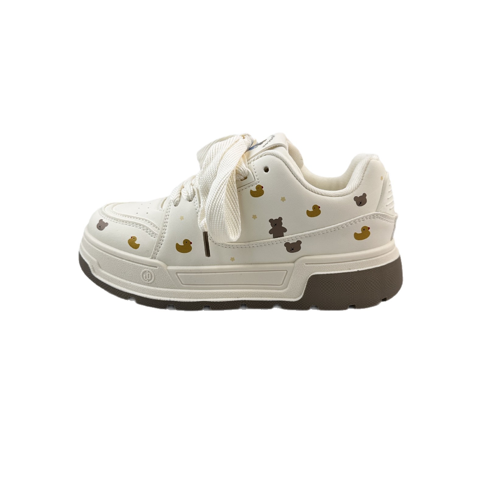 Farwave retro zapatos blancos para mujeres otoño y invierno 2025 zapatos de pan de suela gruesa de moda zapatos de lona de cuero zapatos de panel