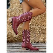 N 40797 Plus size patent leather embroidered boots ������Ƥ