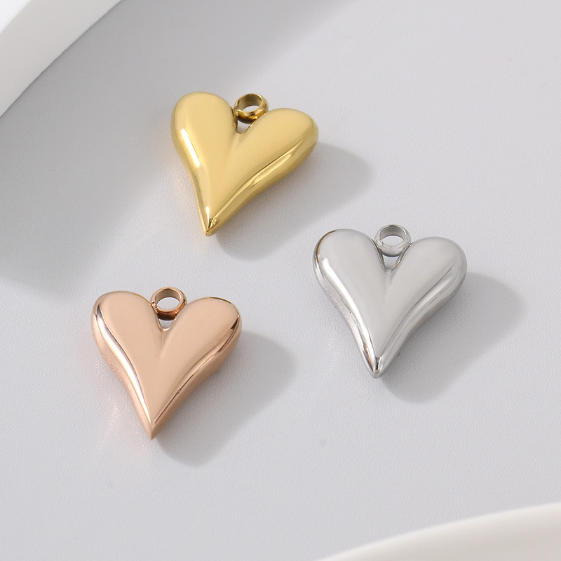 3g Weight 1 Piece 12 * 14mm 304 Stainless Steel Heart Shape Pendant