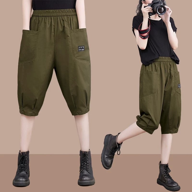 2026 Summer Thin Large Pocket Casual Shorts Plus Size Women's Loose Age-Reducing Elastic Waist Shorts for Women 2026 Summer Thin Large Pocket Casual Shorts Plus Size Women's Loose Age-Reducing Elastic Waist Shorts for Women