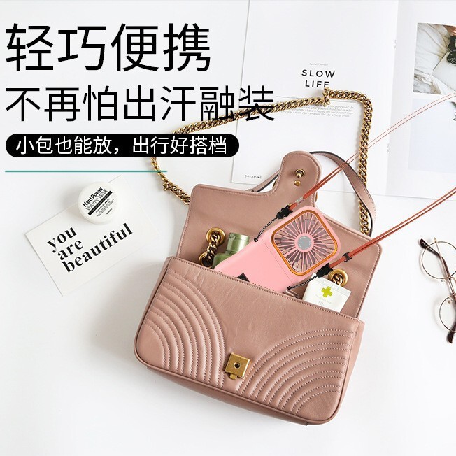 スポットハンドヘルド小型ファンデジタルディスプレイ折りたたみ屋外ポータブル USB パワーバンク携帯電話ホルダーミニ吊り首ファン|undefined