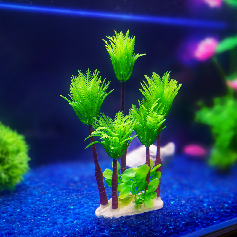 Simulación de paisajismo de pecera, árbol de coco, acuario, decoración de hotel, bienes raíces, suministros de arena, existencias, simulación al por mayor, plantas acuáticas