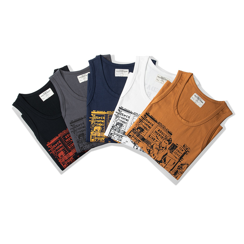 Herrenbekleidung Street-Style bedruckte Weste T-Shirt ärmelloses Unterhemd_voghion.com
