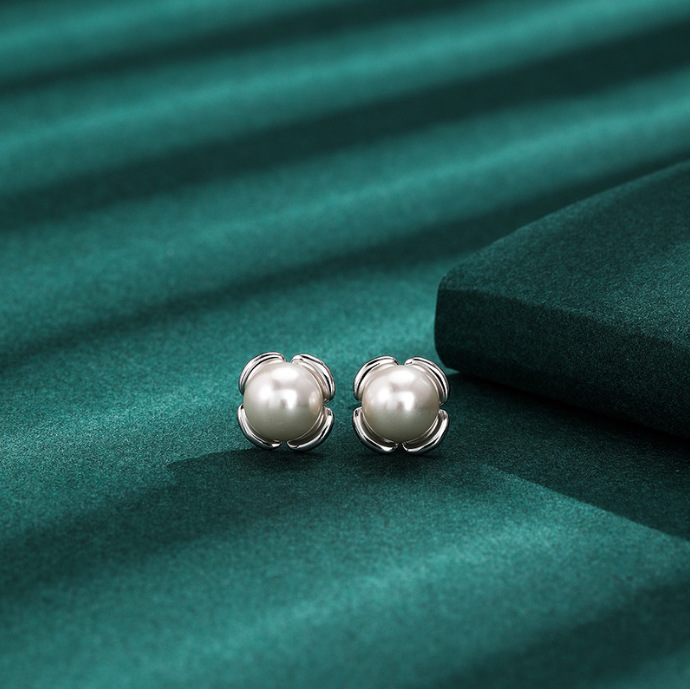 Pendientes de cuentas de concha oro blanco 002476