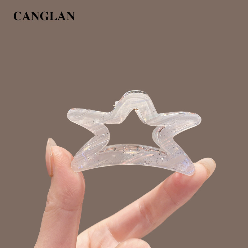 New Acetate Mermaid Colorful Medium-Sized Five-Pointed Star Hair Clip Claw Clip for Back of the Head Hair Styling Shark Clip