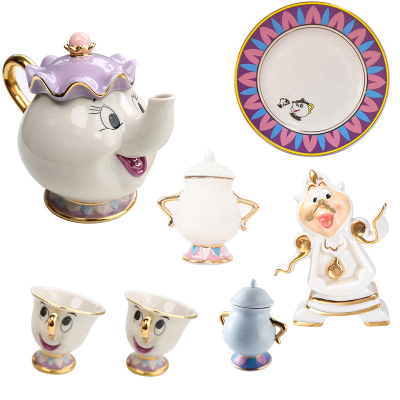 Belleza de la bestia de té de cerámica dorada taza de tetera de té Lady Archie taza de tetera de té set de reloj de oro Grosswar