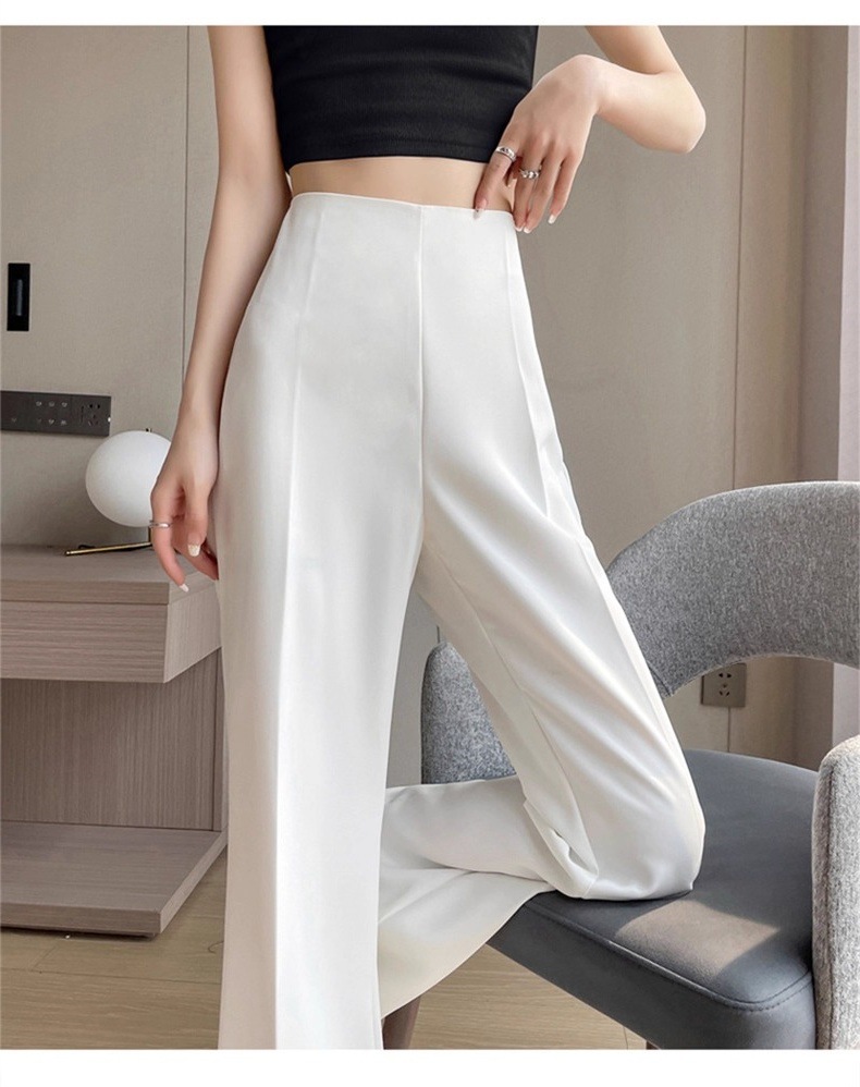 Quần tây nữ cạp cao ống loe vải mỏng mùa hè — Quần dài màu trắng chi tiết 29