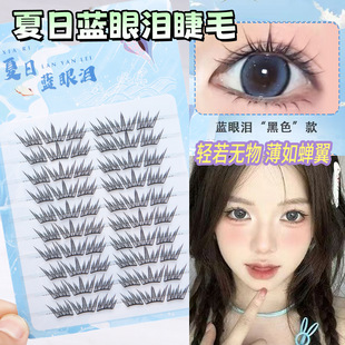 New Product Launches Summer Blue Tears False Eyelashes Sea Salt Fragrance Dreamy Single Cluster Curling Contrasting Color Segmented False Eyelashes
