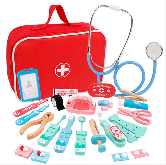 Children's doctor toys play house suit with doctor clothes girls see a doctor role-playing wooden small doctor toys
