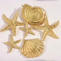 Нержавеющая сталь трансграничная оболочка морской серии Большая морская звезда большая раковина подвеска DIY ожерелье аксессуары