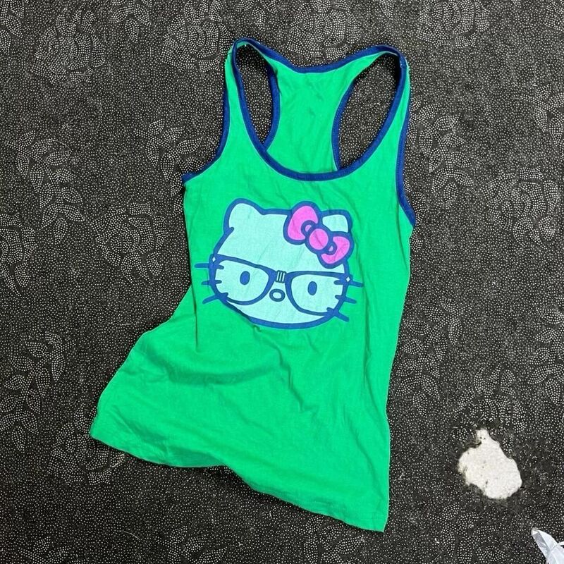 Japanese-Style Sweet Hello Kitty Sleeveless Printed Color-Blocking Tank Top for Women Summer Fashion Casual Trendy Ins