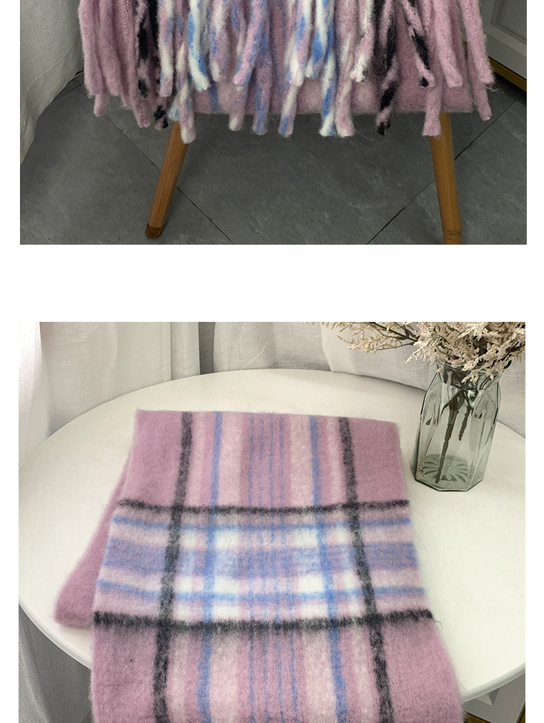 Bufanda de cuadros para mujer con flecos estilo cachemir_voghion.com