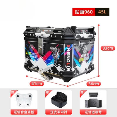 Motorcycle trunk: UY Mavericks NS Trunk GW - 45lx7-960liningaluminum-bottom-plate-backrest