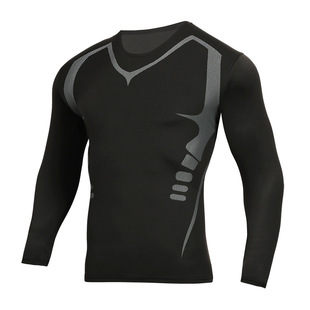 Cross-Border Fitness Clothing Men's High-Elastic Short-Sleeved Quick-Drying Sports Bodysuit Printed Running Basketball Training Gym Fashion