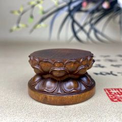 小叶黄杨木雕刻莲花底座圆形原木实木实心站立坐佛像加高托架台垫