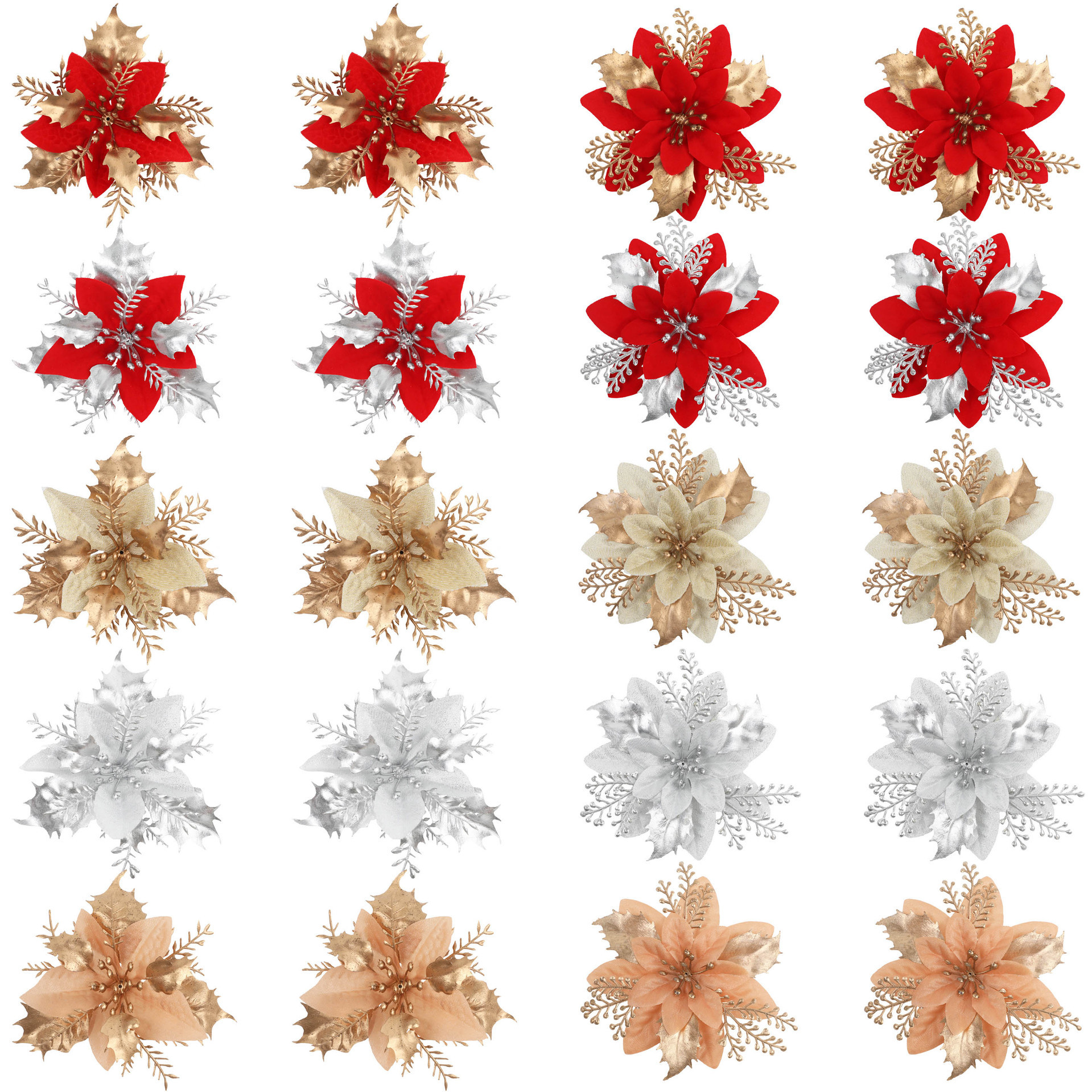 Navidad flores de polvo de oro flor de polvo de cebolla corona de polvo de flores accesorios de decoración artificial árbol de Navidad al por mayor