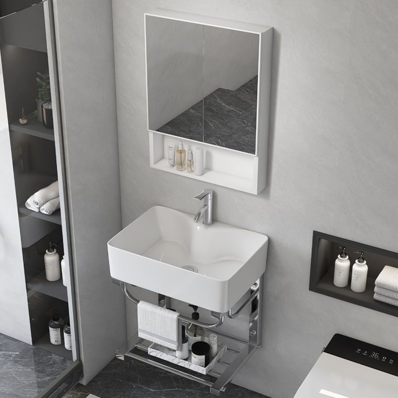 Ceramic Small Apartment Laundry Basin Stainless Steel Bracket Basin Washbasin Bathroom Balcony Washboard Washbasin