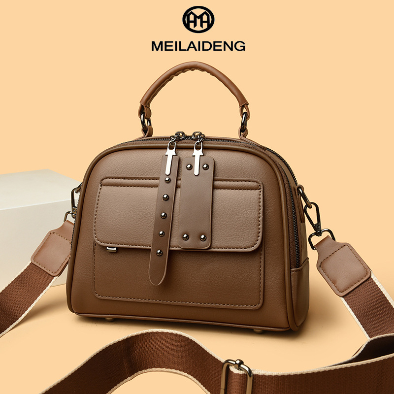 New European and American Fashion Women's Bags, Trendy Simple Hand-Held Small Square Bags, Multi-Layer Design, High-End Feel, Crossbody Bags, Light Luxury