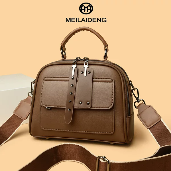 New European and American Fashion Women's Bags, Trendy Simple Hand-Held Small Square Bags, Multi-Layer Design, High-End Feel, Crossbody Bags, Light Luxury