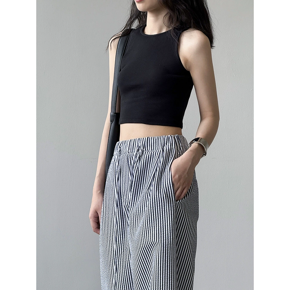 Yanshuang простой высокоэластичный жилет-гонщик, женская короткая верхняя одежда, летняя новая стильная внутренняя одежда, тонкий топ без рукавов 710