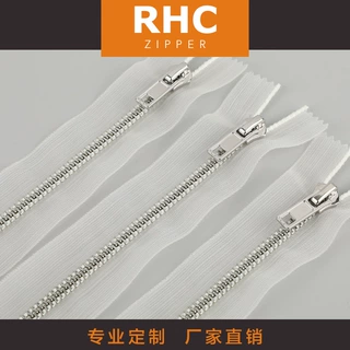 5号金属拉链 白金Y牙透明网纱边自动头拉锁卫衣羽绒服服装拉链