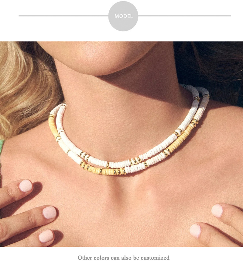 Vacuum Plating Gold Plating Process Necklace Classification 304 Stainless Steel Chain Material Beach Geometric Shell Beaded Women's Necklace