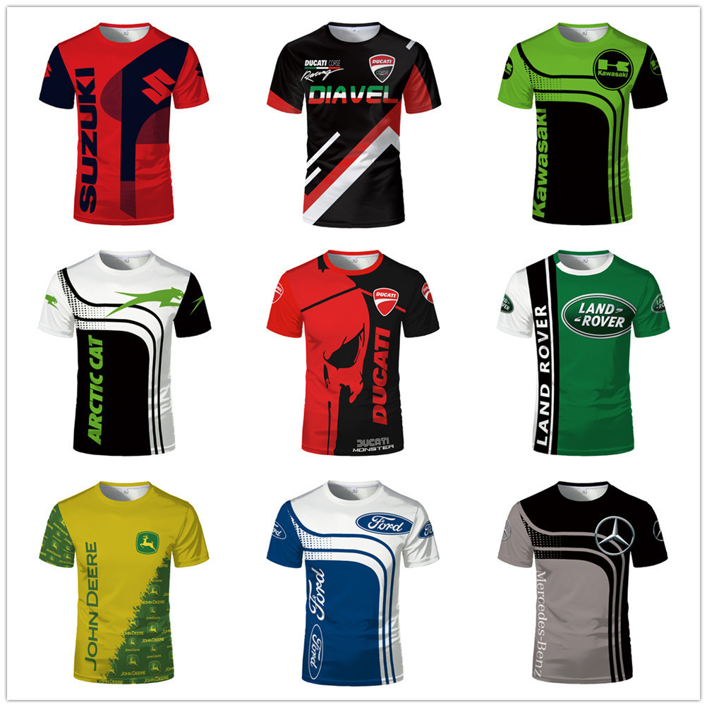Factory direct 2022 new car logo geometric 3D digital printing sports men's breathable T-shirt short sleeve