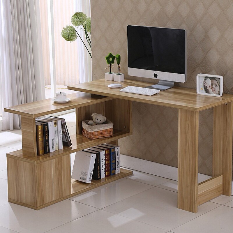 Rotating Bedroom Desk, Simple and Modern Corner Computer Desk with Bookcase, Corner Desk Bookshelf Combination Office Desk Rotating Bedroom Desk, Simple and Modern Corner Computer Desk with Bookcase, Corner Desk Bookshelf Combination Office Desk