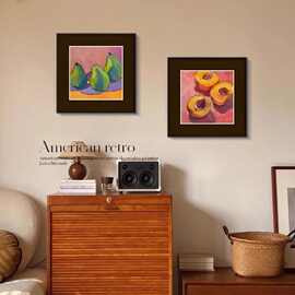 中古风餐厅装饰画法式入户复古卧室房间床头美拉德餐桌斗柜壁挂画