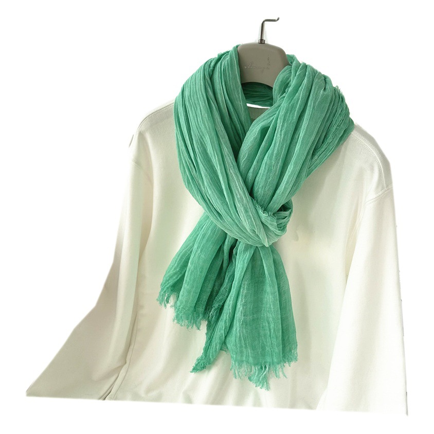 Bufanda de algodón de color para mujer, otoño e invierno, arte, chal teñido sucio, personalidad, arrugas naturales, bufanda de hombre, suministro de comercio exterior