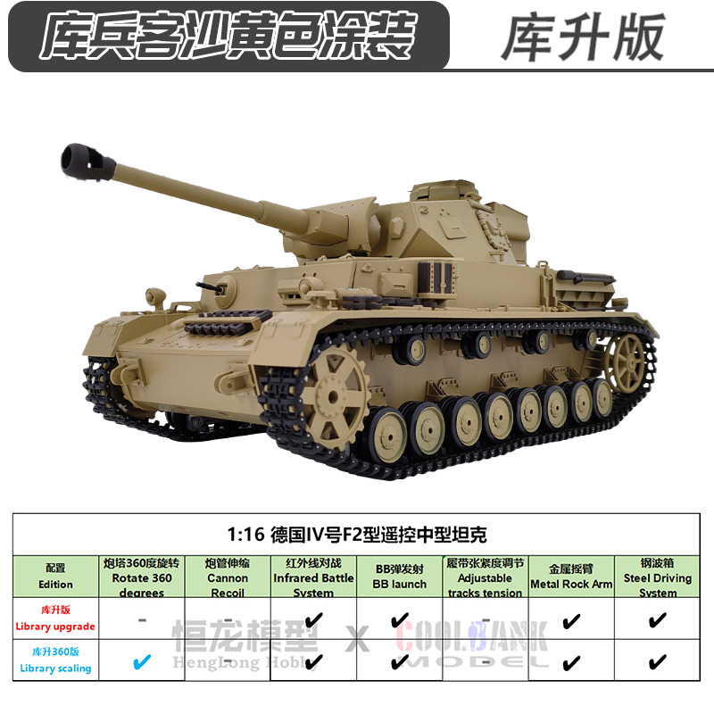 Douyin Mismo modelo militar Henglong soldado pasajero RC tanque de control remoto alemán IV F2 modelo militar humeante juguete para niño