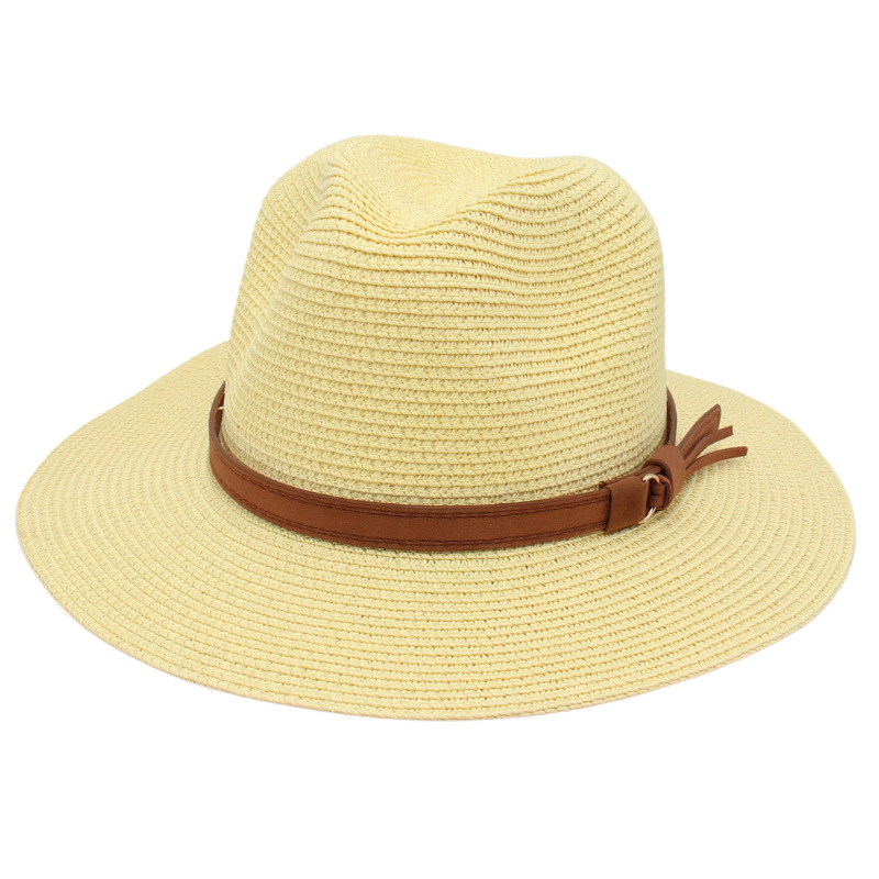 Unisex Pastoral Solid Color Wide Eaves Straw Hat display picture 3