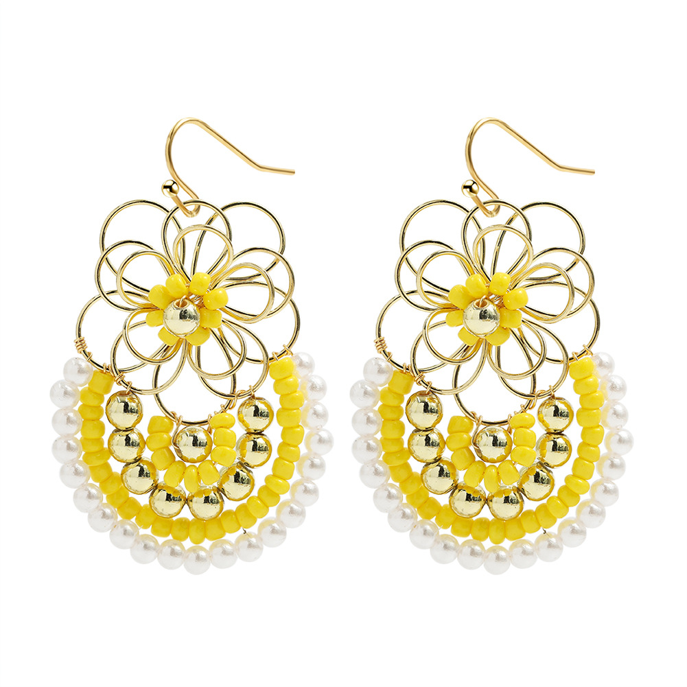 Pendientes De Flores Tejidas A Mano De Moda Bohemia display picture 26