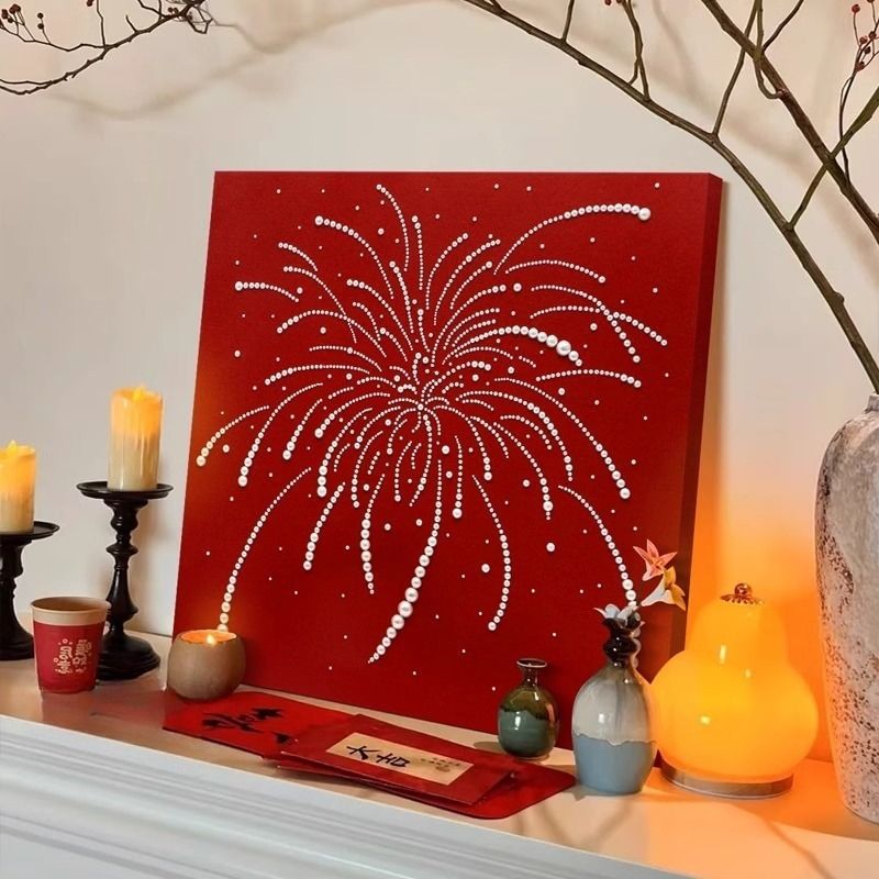 Brilliant Fireworks French Pearl Decorative Painting Antique Style New Year Fireworks Bedroom Living Room Hanging Painting Creative Gift Display Painting
