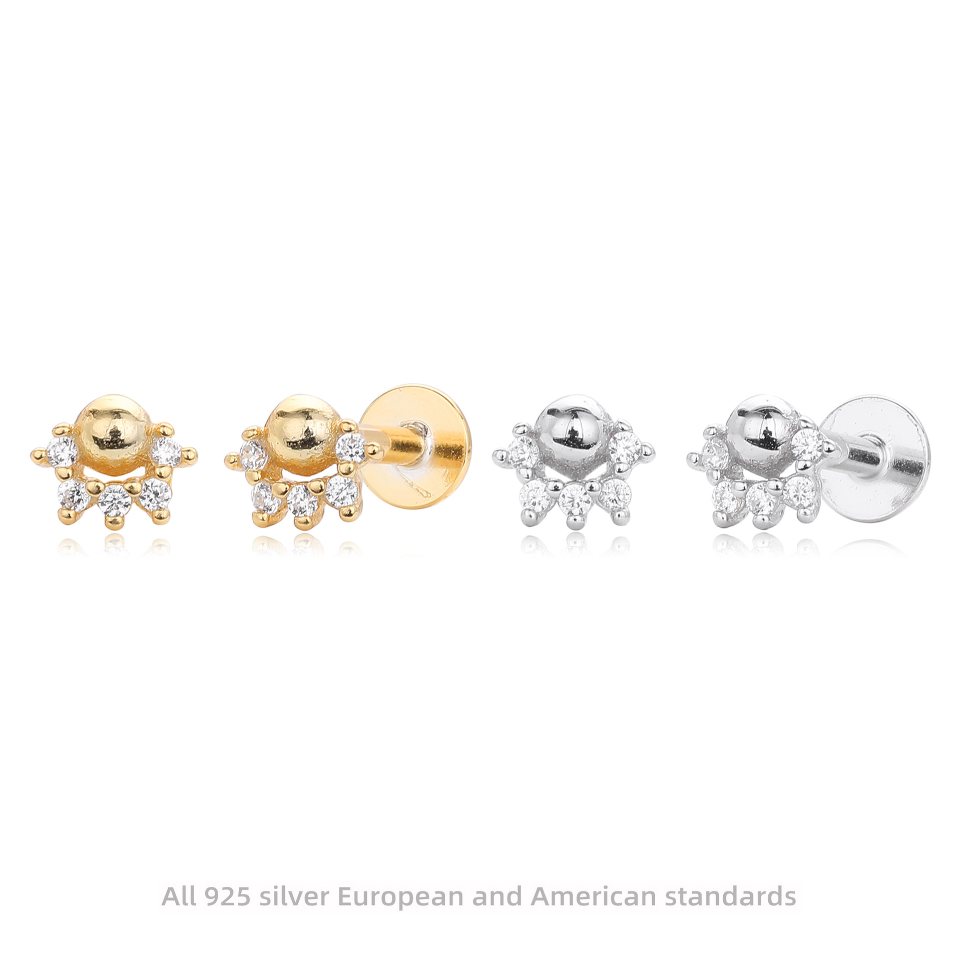S925 Sterling Silver Round Zircon Nose Stud Piercing Jewelry_voghion.com