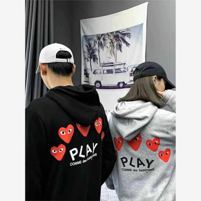 Trendy Brand Pla Heart Hoodie for Couples, Fleece-Lined and Thickened Cardigan with Zipper, Trendy Jacket
