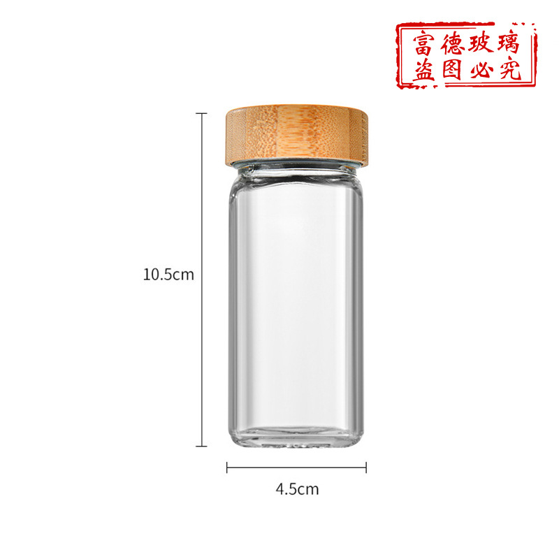 Amazon cuadrado condimento botella traje Spice Jar cocina vidrio condimento botella bambú madera tapa barbacoa comino condimento botella