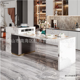High-End Island Dining Table Integrated Large-Sized Retractable Living Room Italian-Style Home Modern Simple Slate Combination Rectangular