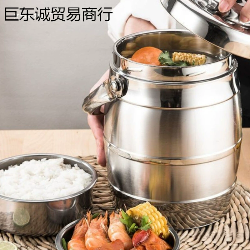 Изолированный ланч-бокс из нержавеющей стали, изолированный ведро для ресторана, отеля, большой вместительный ланч-бокс для взрослых, 3-слойный вакуумный горшок, ведро для риса