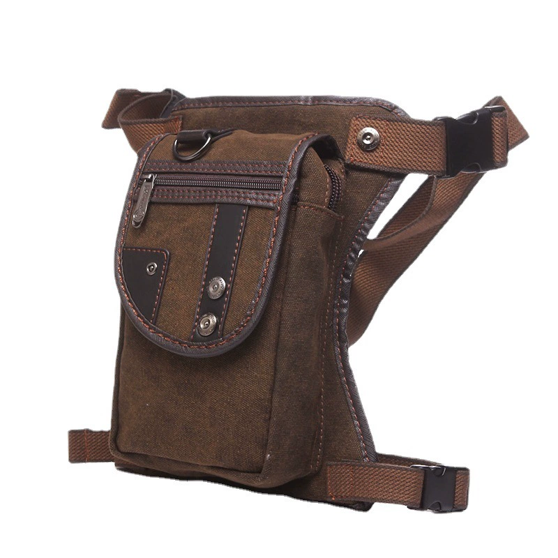Retro canvas waist and leg hip bag, wear‑resistant water‑repellent, 10 inches, European style