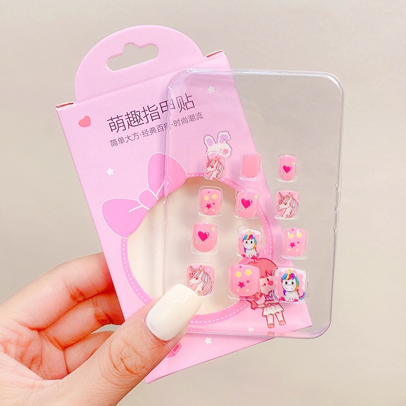 Nuevos productos para niños goteando estereoscópico desgaste de uñas bonitas chicas Bao dibujos animados adhesivo posterior parche de uñas falsas productos terminados de uñas image 126