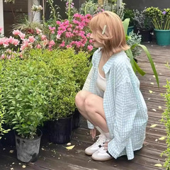 韓国ピンクチェック柄刺繍シャツ日焼け止め長袖ジャケットスプライシングシャツルーズな新しいデザインカジュアルトップ