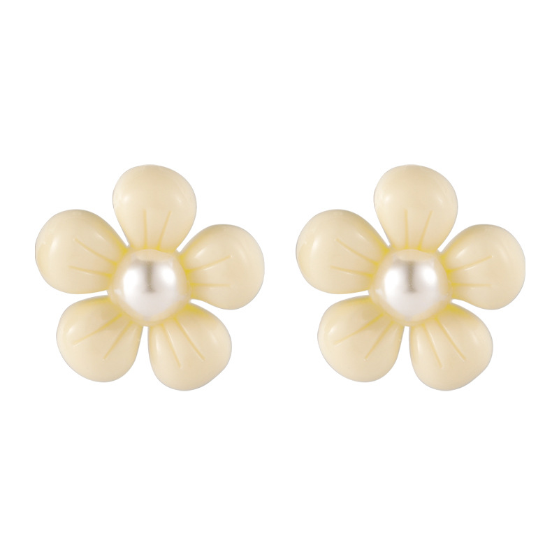 Acrylic Color Pearl Flower Cute Earrings Wholesale Jewelry Nihaojewelry display picture 6